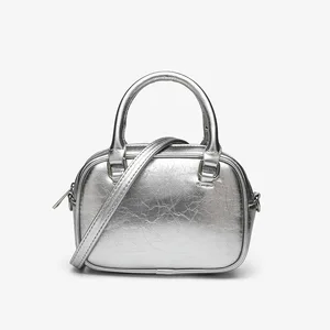 A-78 Wholesale Stylish Small Square Shoulder Crossbody Bags Convenient Casual Bowling Handbag Zipper Polyester PU Textured