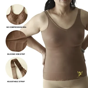 Hygieia Compression Tank Tops for Women Tummy Control Shapewear Seamless Body Shaper Workout V-Neck Camisole Cami Tops