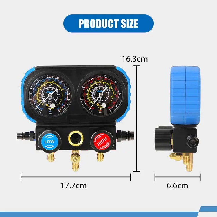 Hvac Gauges Car Ac Recharge Kit 3 Way Manifold Gauge Set For R22/r32