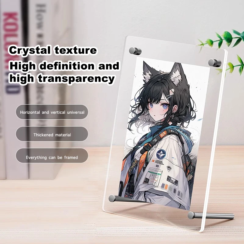 Durable Transparent Acrylic Photo Frame, 5, 6, 7 Inches Postcard Display Stand, Concert Ticket Table Frame, Cardboard Storage