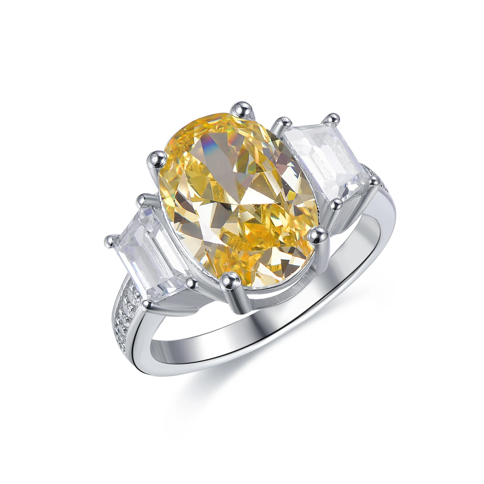 Mystic Topaz Ring for Women Citrine Naturel Ring 2022 New Arrivals Canary Oval Diamond Citrine Ring