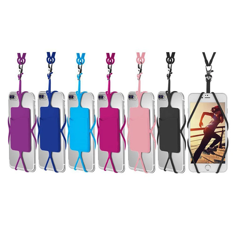 Capa de celular Tengchen em silicone com formato irregular, alça macia e bolso, cordão universal para smartphone._voghion.com