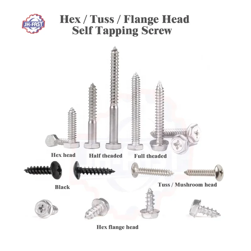 China Factory Custom SS304 Self-Tapping Screws Phillips Cross Hex Flange/Torx/pan/flat Head Stainless Steel Self Tapping Screws