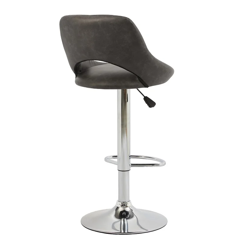 Height Adjustable High Chair Metal Bar Stool Genuine Leather Bar Chairs