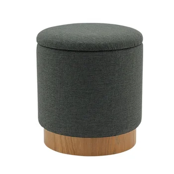 Hstex Grey Polyester Round Velvet Stool Pouf Storage 2020 Poof Ottoman ...