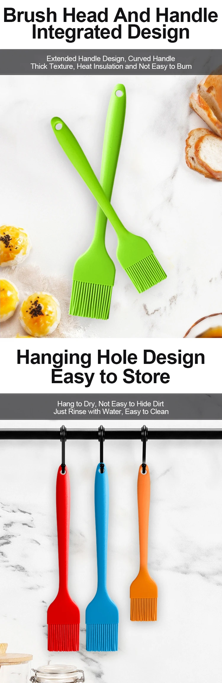 2023 Latest Big Size 58g Silicon Brush 100 Food Grade Oil Brush For