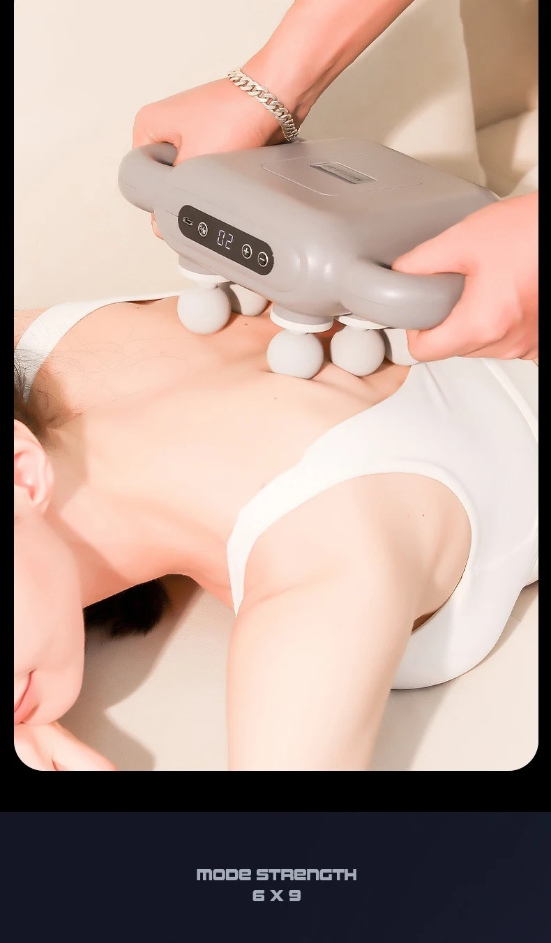 8-Head Liquid Crystal Fascia Gun Hot Compress Massager Deep Percussion Massage Whole Body Muscles Relaxing Waist Back Muscles