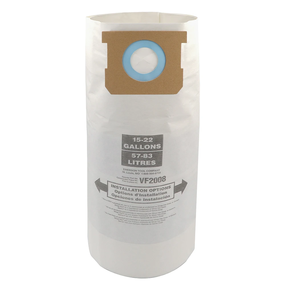 White Paper Disposable Vacuum Cleaner Dust Bag Replace For Shop Vac 15