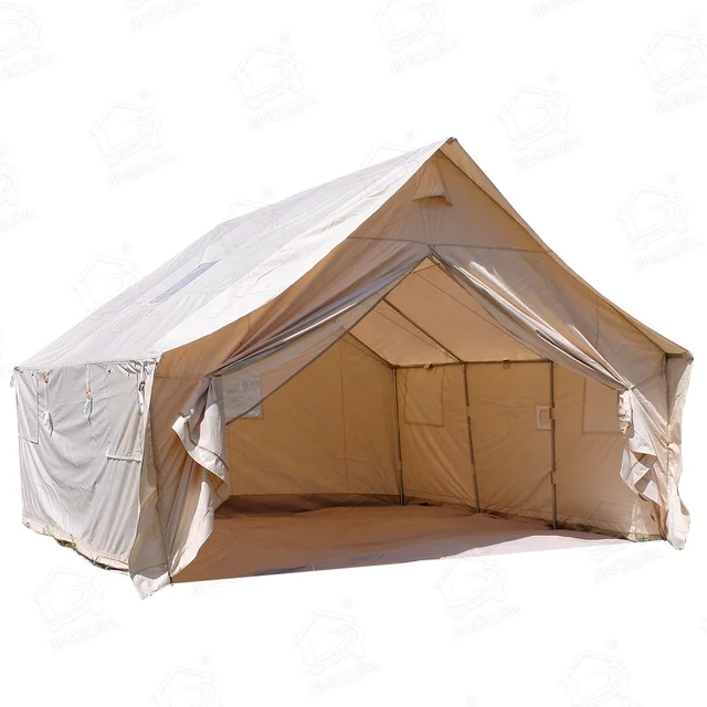 Waterproof Portable  Heavy Duty Frame 4 Season Green Canvas Outdoor Refugee Relief Family Camping Tent for Sale