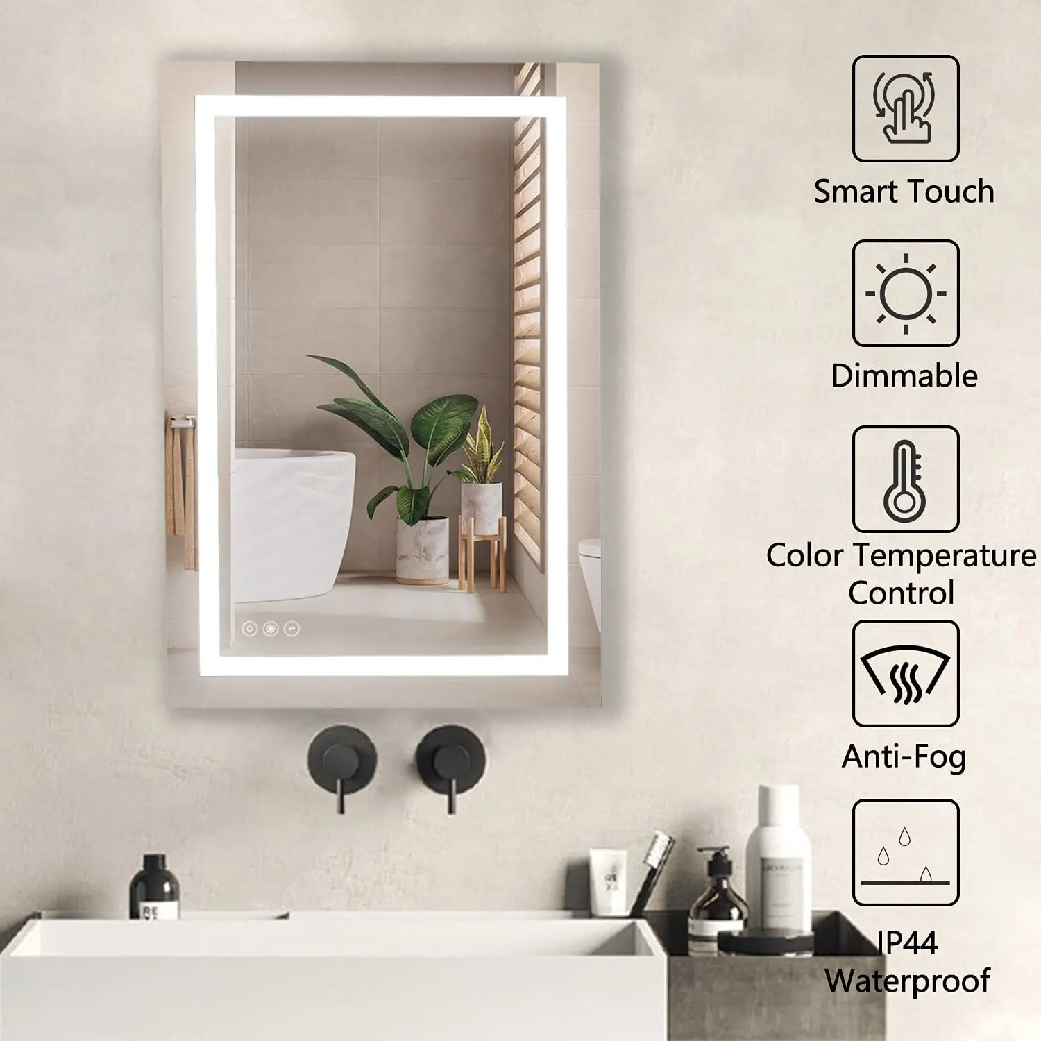 Fogless Backlit Intelligent Led Mirror Vanity Decoration Touch Screen ...