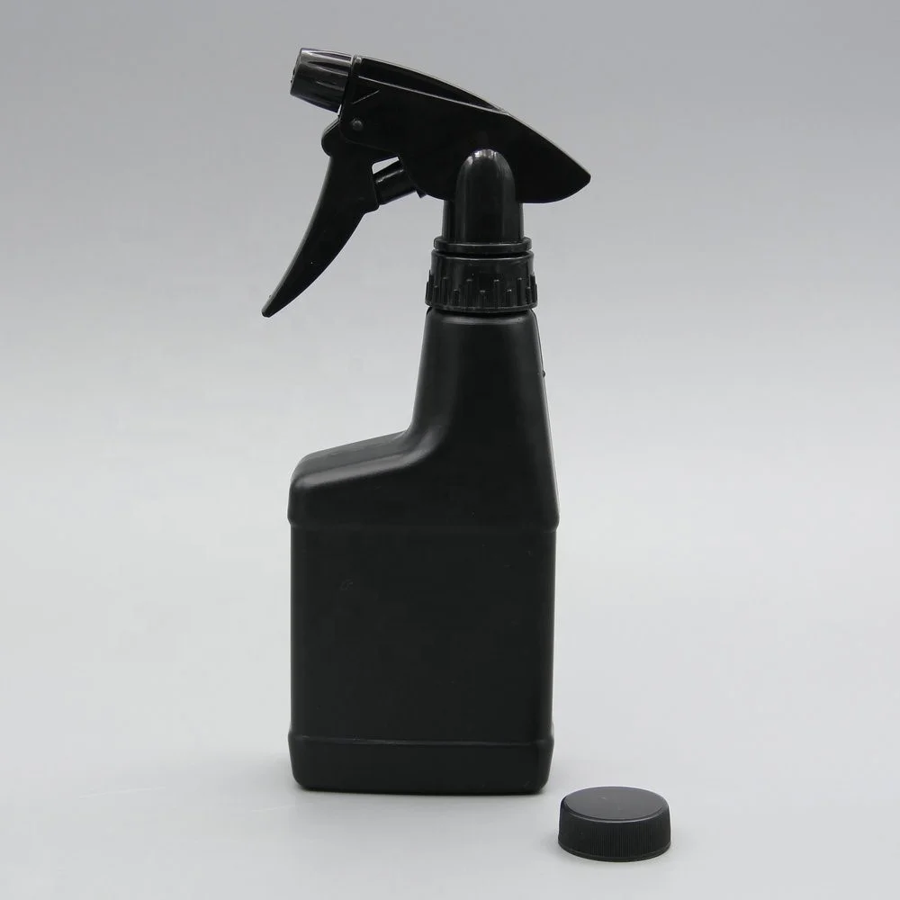 250ml HDPE Empty Black Bottle Body Plastic Trigger Spray Bottle With Black Trigger Sprayer and Two Stickers on Each Side