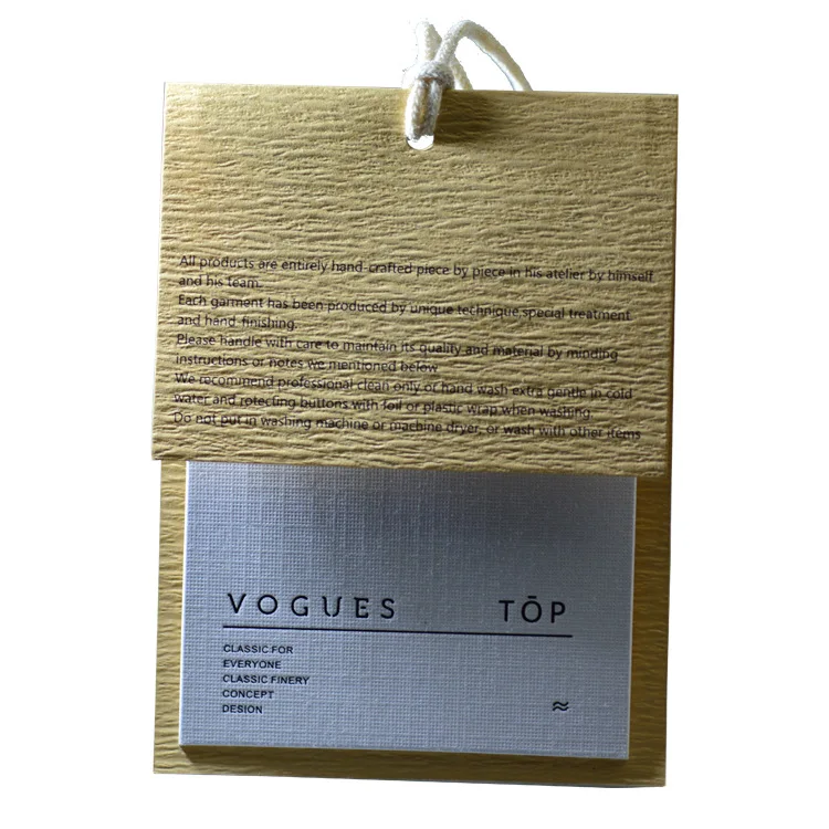 Custom Logo String Paper Brand Apparel Product Tags Card Hangtag For Clothing