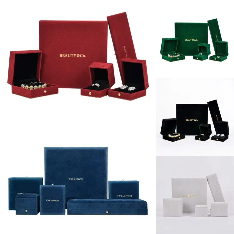 Wholesale Custom Logo Velvet Jewelry Box Luxury Earring Bracelet Necklace Ring Box Jewelry