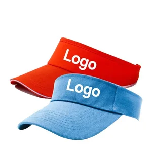 Custom Logo Print Wholesale Sports Cotton Headless Sun Visor Hat Marathon Outdoor Empty Top Air Hat Running Cycling Golf Cap