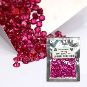 wholesale price 5# red ruby all sizes loose gemstone round lab created corundum synthetic ruby
