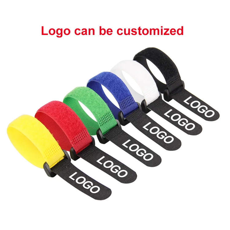 Custom Hook And Loop Velcroes Cable Ties Branded Logo Printed Straps ...