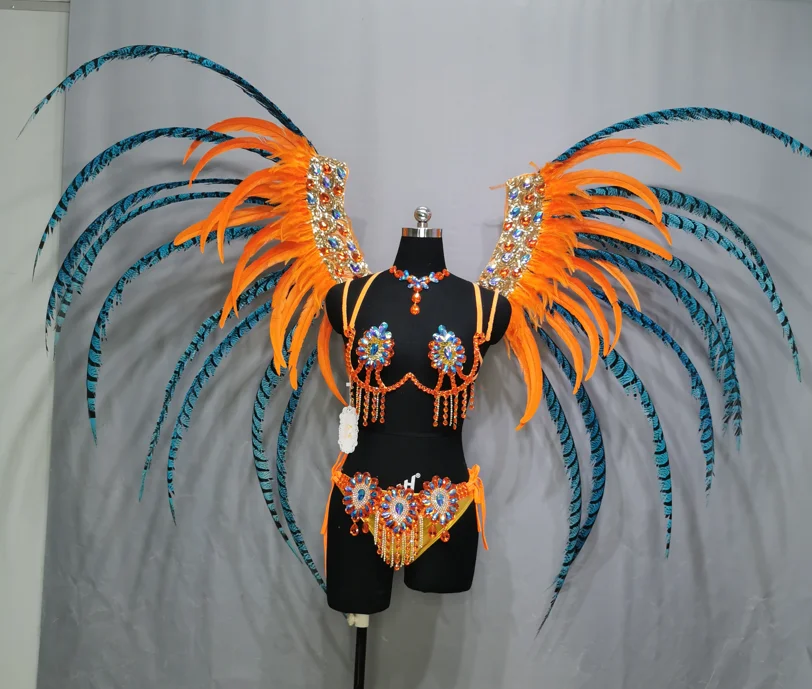 High Quality Handmade Samba Rio Carnival Wire Bra+panty+feather ...