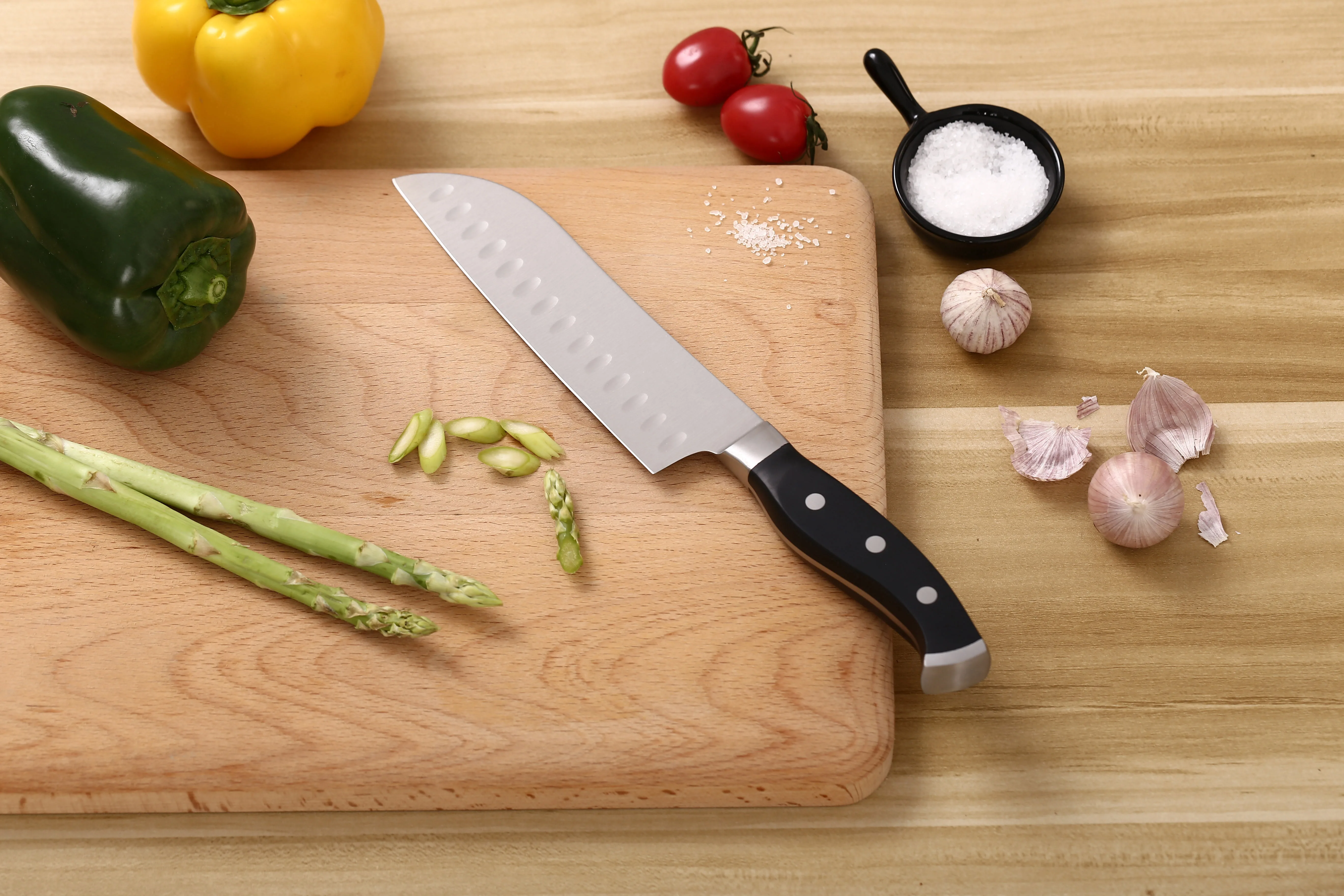 High Carton Steel Santoku Bread 19 Pcs Black Ultra Sharp Kitchen Chef