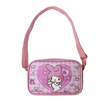 New PU Hello- Kitty Printing Messenger Bag My melody Sanrio Children's Cute Cartoon Shoulder Bag Going Out Portable Storage Bag