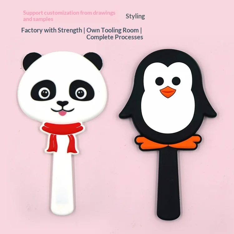 Silicone Silver Mirror Creative Cartoon Handheld Portable Anti-drop Touch-up Mirror Business Gift Customization preview 4