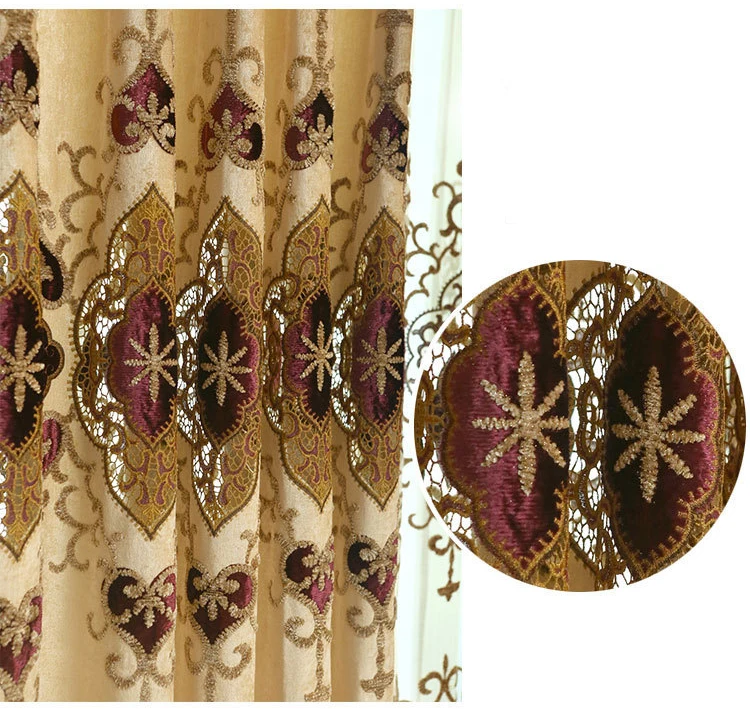 Blackout Embroidered Floral Curtain Custom Embroidery Window Luxury ...