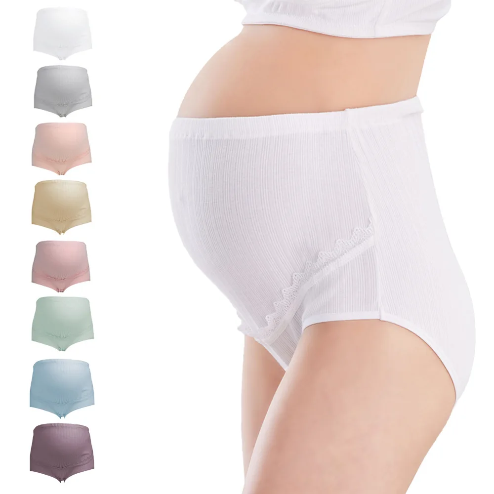 Vert et Rose LUOEM sous-Vêtements de Maternité Culottes de Grossesse Culottes Ajustables en Coton Soutien-Gorge sans Couture Taille XL