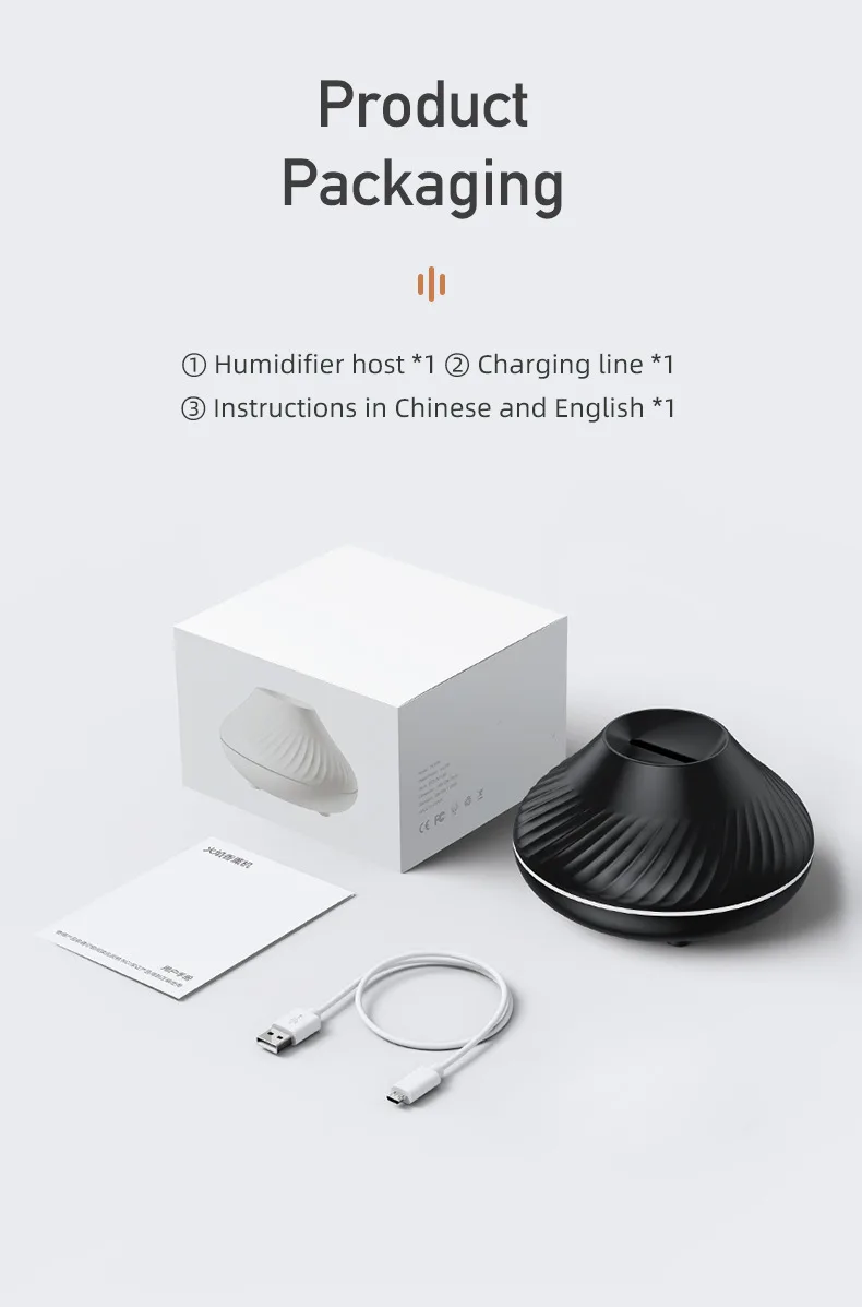 New Arrival Round Fire Flame Effect Fogging Humidifier 130ml Usb ...