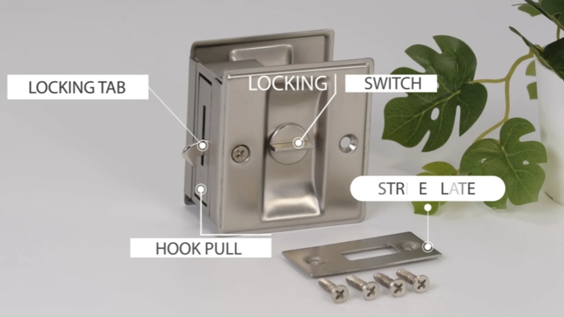Stainless Steel Brushed Satin Nickel Sliding Door Lock Privacy Pocket