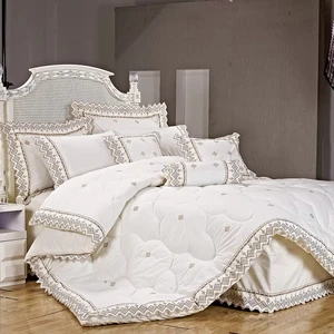 KOSMOS Bedding Polycotton Embroidered King Lace Comforter