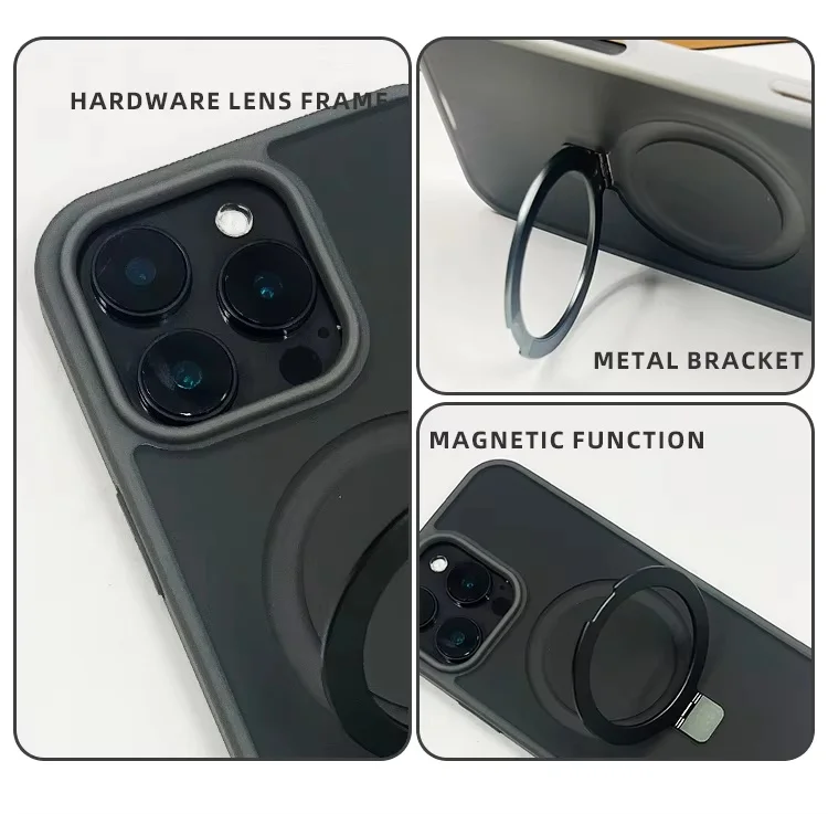 product laudtec luxury magnetic stand cell phone case for iphone 15 pro max with ring bracket  protective cover for iphone 17 air-3