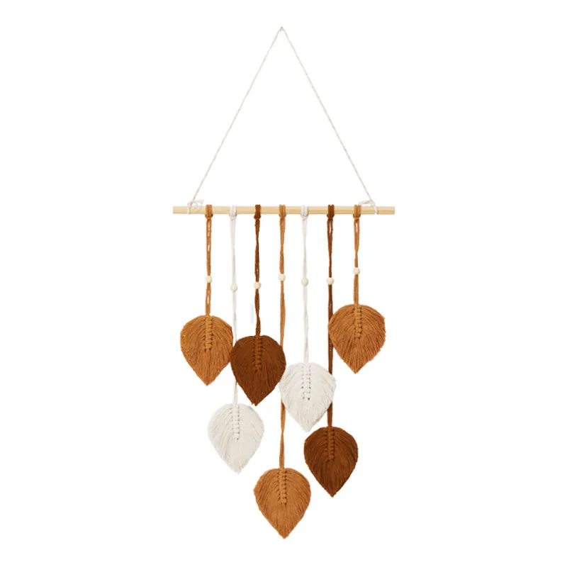 Wholesale Bohemian Cotton Macrame Leaves Hanging Tapestry Decorative Wall Art Tapestries for Home Living Room Wall Decorations