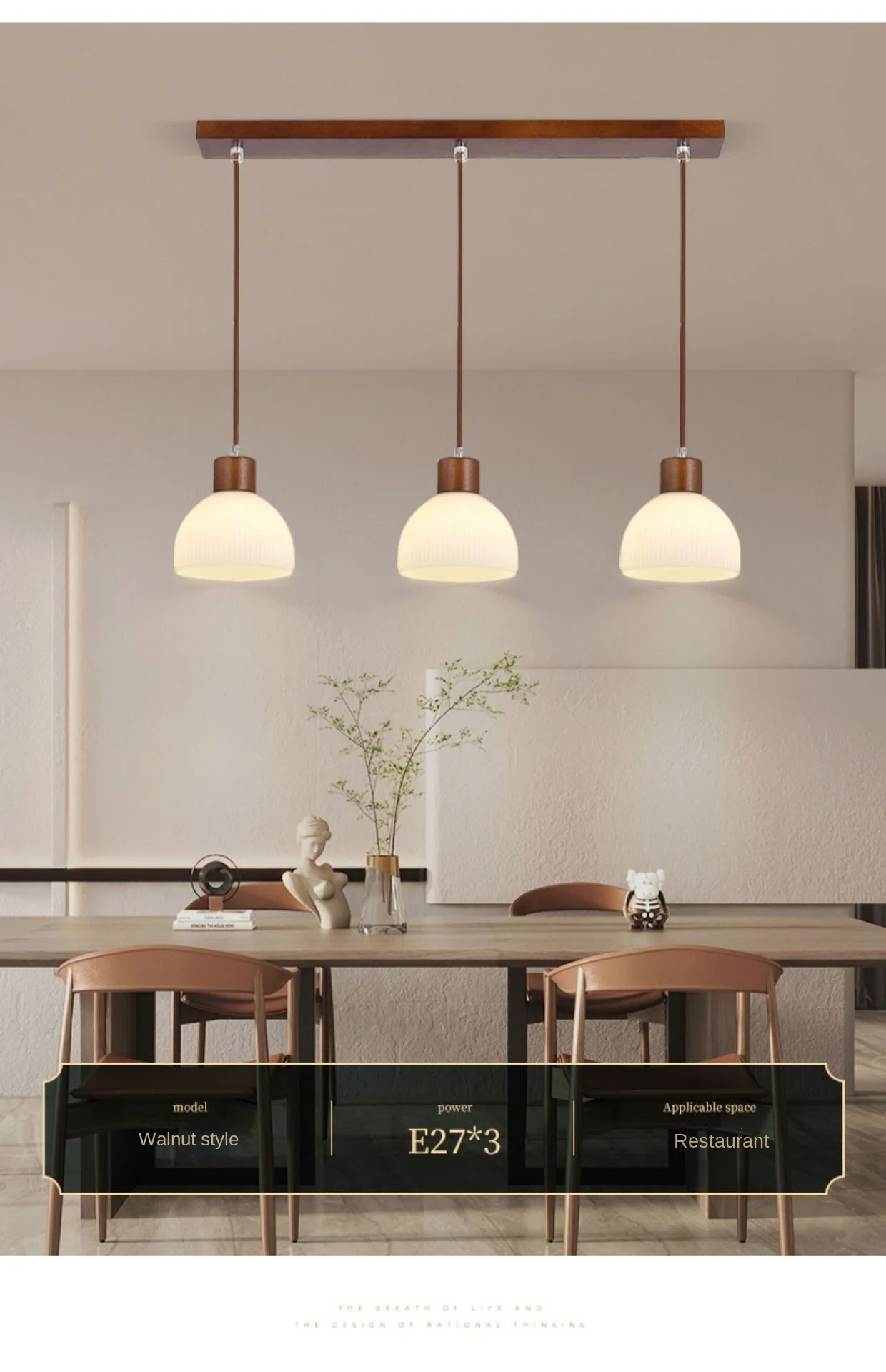 日本现代壁灯风格可调高度悬挂发光二极管酒吧玻璃吊灯,带项目安装中等尺寸