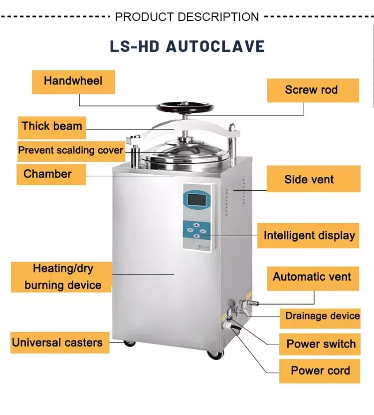 Vertical High Pressure Steam Sterilizers Autoclaves 35l 50l 75l 100l