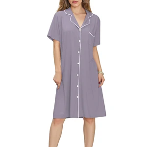 Oversized Women's Nightshirt Boyfriend Sleep Dress Summer Sleepshirt Bamboo Viscose Nightgowns for Ladies
