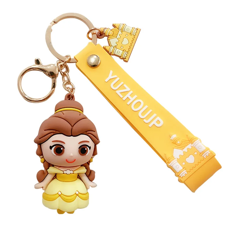 Princess Keychains Mermaid Cartoon Key Chain Bag Pendant PVC Keyring Accessories Mini Gift for Girls Boys