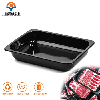 Food Grade Customize Disposable black PP Plastic plastic trays for food Plastic Tray Packing Steak Meat food disposables tray