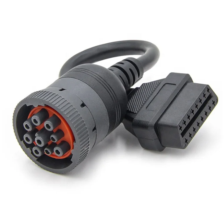 J1939 9Pin to OBD2 16Pin Adapter Cable Plastic Truck Code Reader Tool for OBD1 to OBD2 Newest Software Version 2 Years Warranty