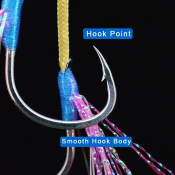 AIH03-Double Assist Jigging Hooks,high Quality Carbon Steel Sea Fishing Hook,kevlar Line,super Strong,Luminous Silk with Epoxy – Metal Jig – view 5