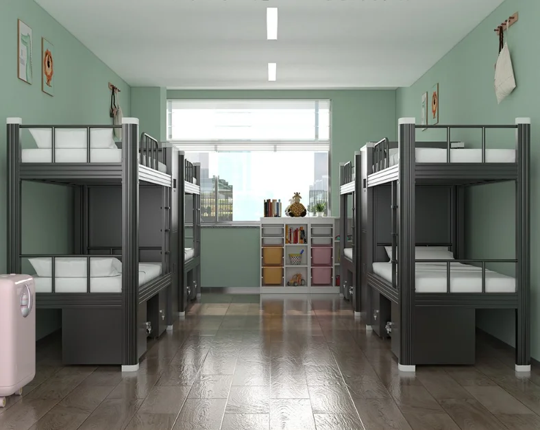 School Furniture Double Bunker Bed For Adults Worker Twin Metal Bunk