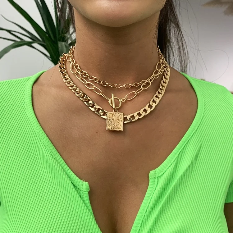 Vintage Gold Tag Necklace Pendant Three 