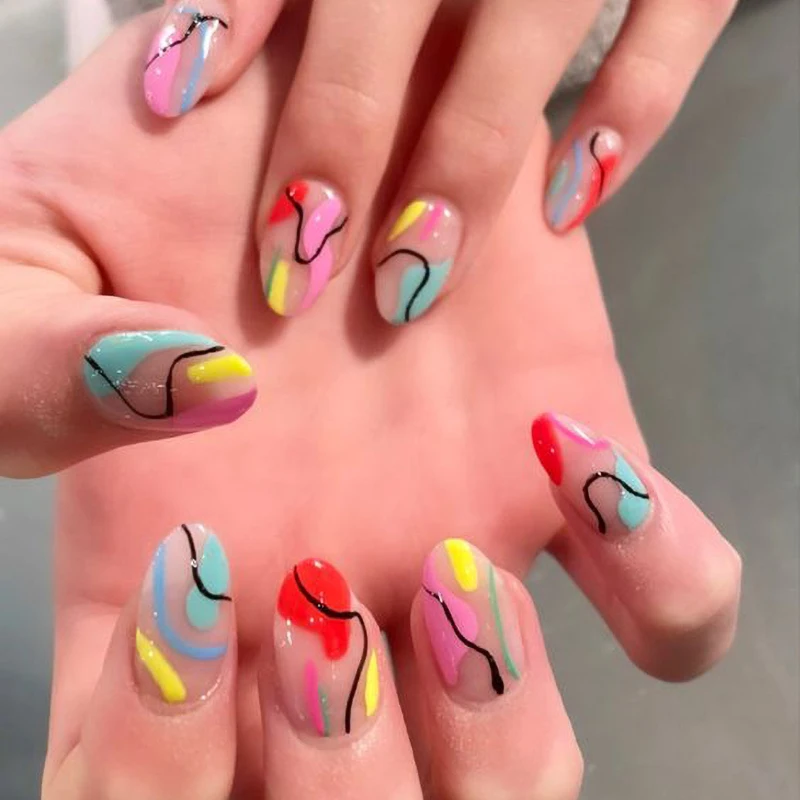 Common Design Black Matte Minimalist Style Acrylic Nails Art Suppliers Almond Faux Ongles Custom Press on Nails