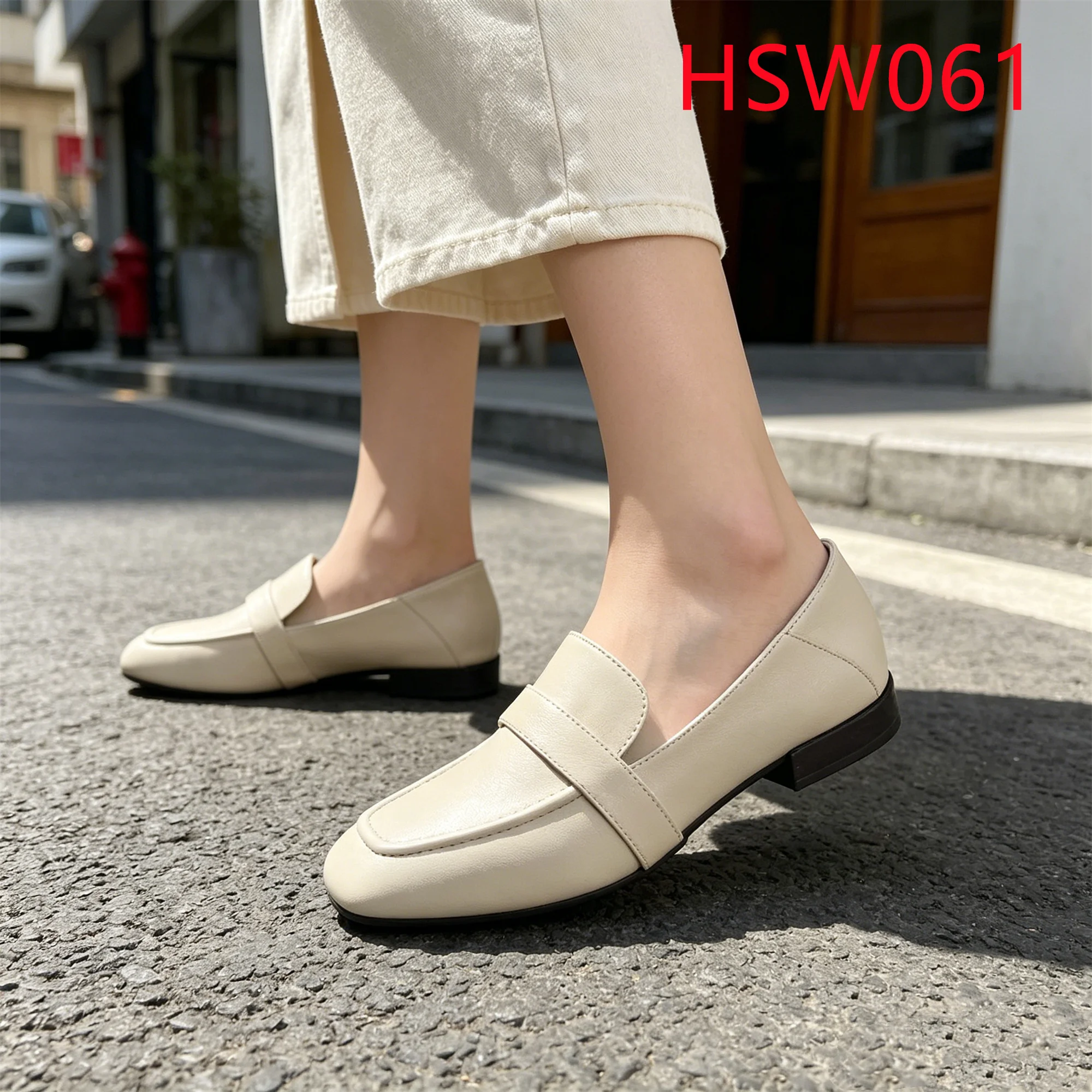 ZYF,Mask Style Easy Wear Fashion White/nude Color Boat Shoes City Exploration Almond-toe Buckle Design Loafer Shoes HSW061