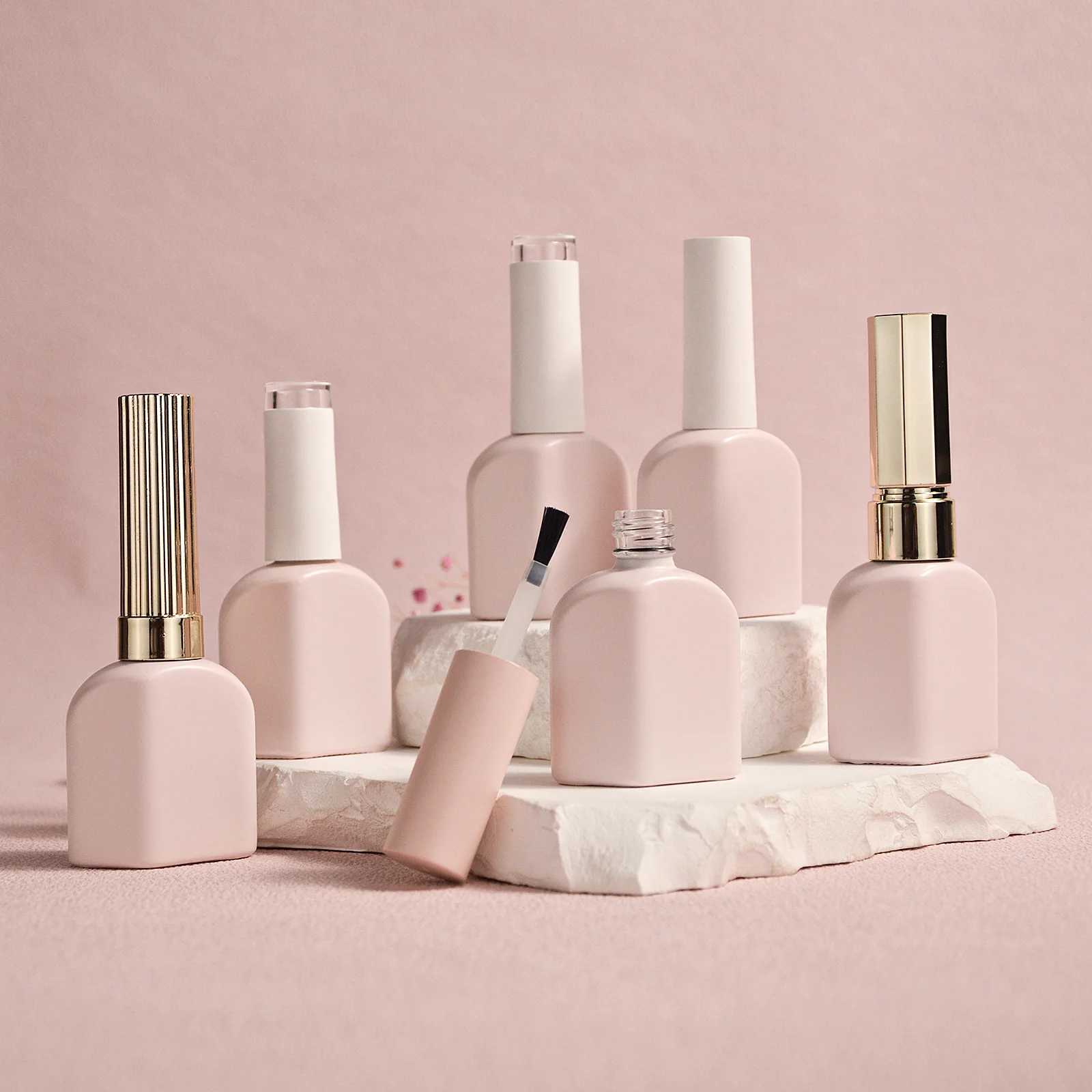 Luxury Sale 12ml Cute Pink Empty Luxury Square Nail Polish Bottle For