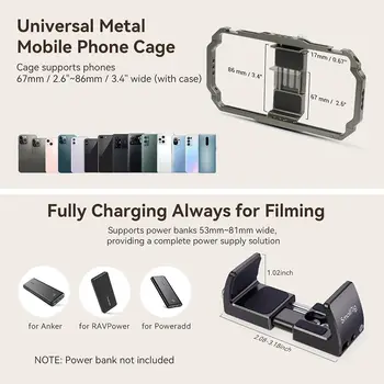 SmallRig Universal Video Kit for iPhone SmartPhone Vlogging and Live Streaming Cage Set with Microphone Light Tripod 3384B 3406B detail image