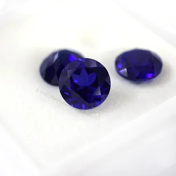 Blue Corundum gemstone synthetic Blue sapphire round cut loose gems