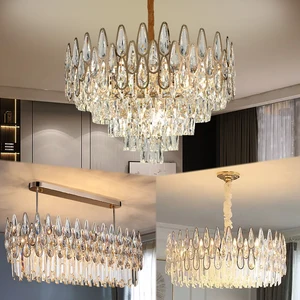 Modern Design Decoration Pendant Light Luxury Stainless Steel Crystal Chandeliers for Living Room