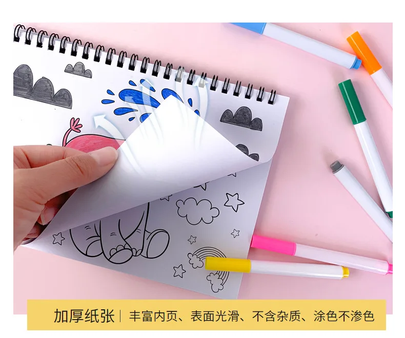 product custom printing coloring book with stickers for children coil cartoon animal painting graffiti handbook coloring book set-28