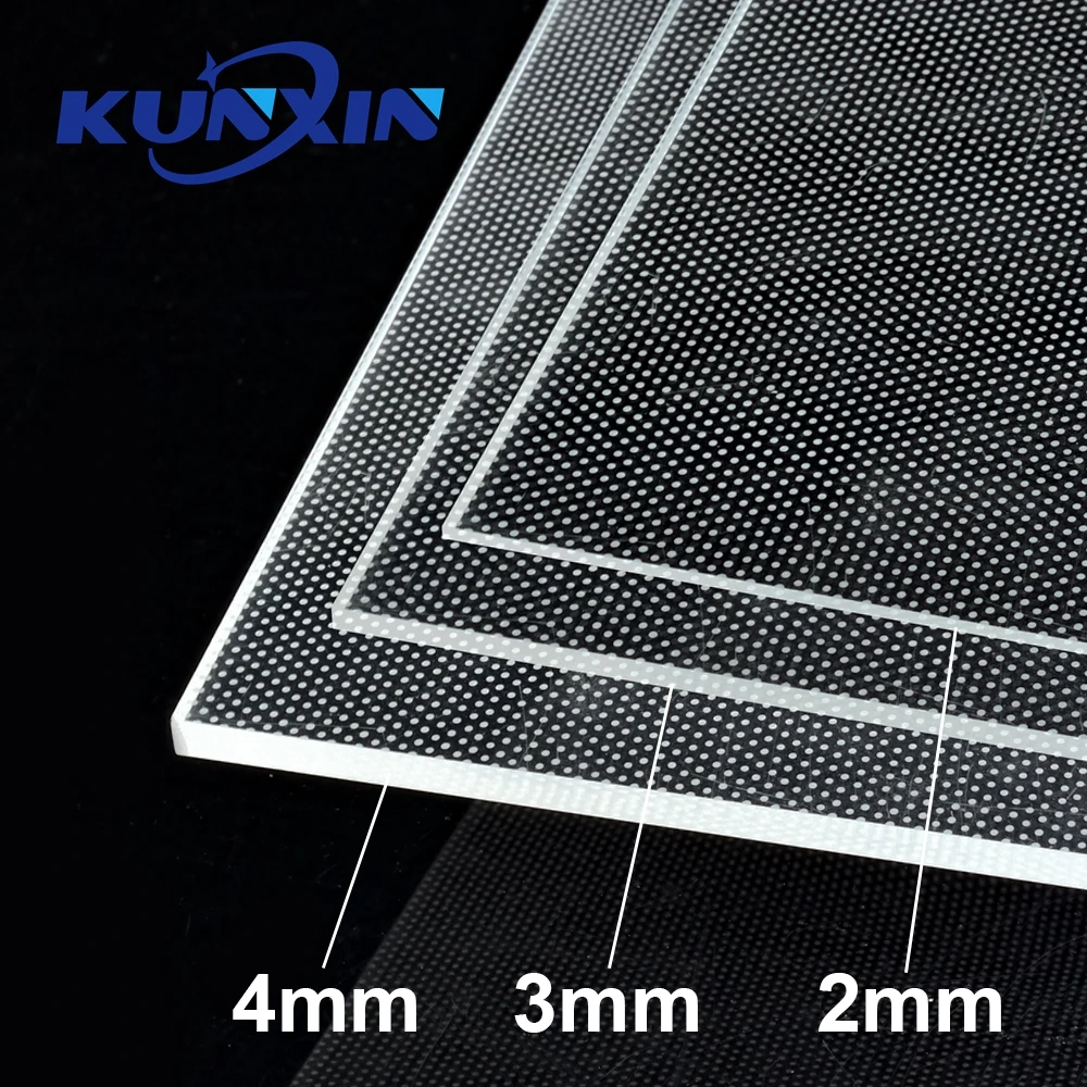Kunxin Dotting Design Clear Led Light Guide Plate 2mm 3mm 4mm Edge Lit Acrylic Panel LGP Sheet