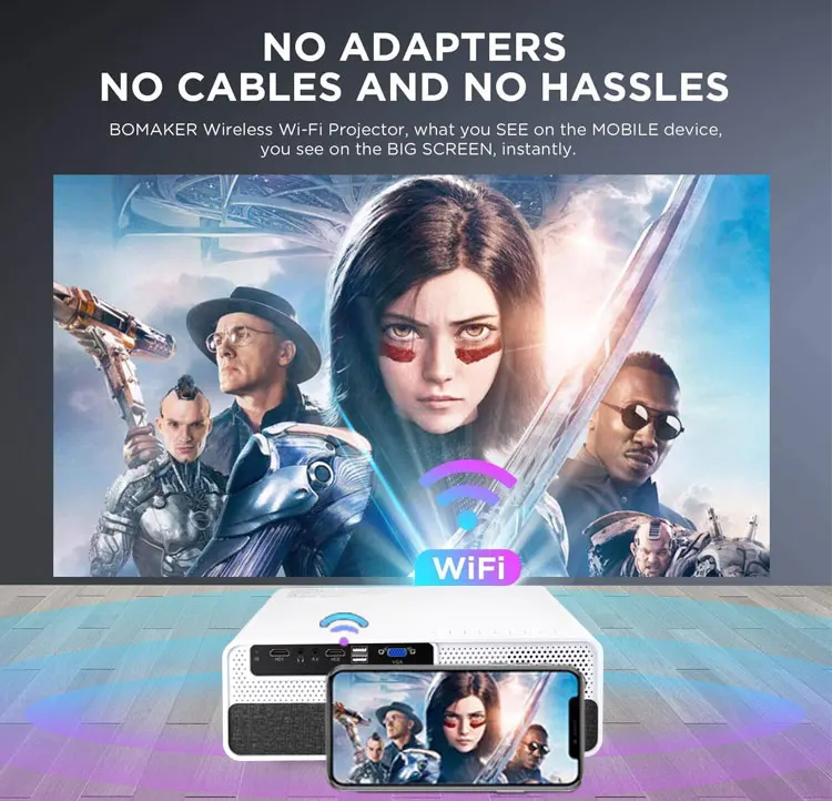 PEO015 4K Projector Home Theater Portable Android Mini Smart Projector ($20 Extra For Android)