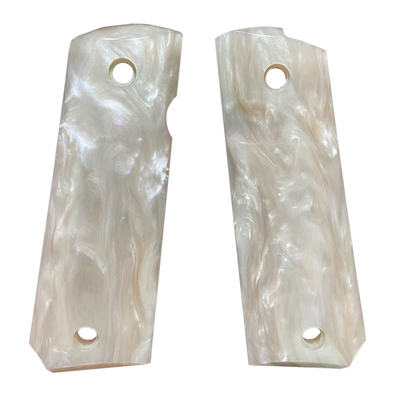 Custom High Precision CNC Machined Synthetic Pearl Blank Grips for 1:1 Colt Full Size 1911 with Horse Medallion